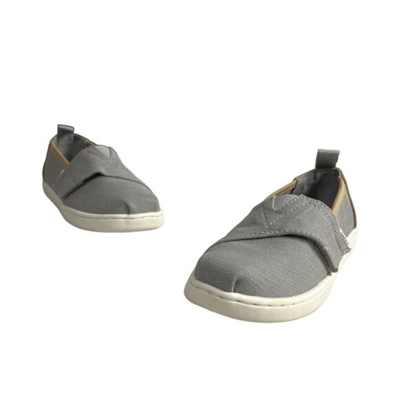 Toms Kids Boy Gray And Brown Tiny Canvas Classic Slip-On Shoes Sz 10 - Picture 2 of 9